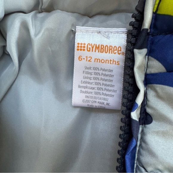 Gymboree Blue Camo Puffer Jacket Coat Hooded Full zip Baby Boy 6-12M - Picture 5 of 6